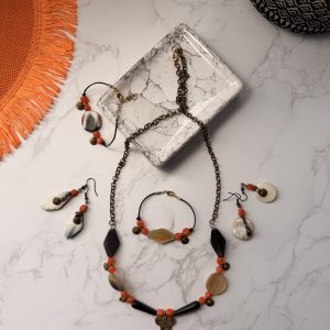 Conjunto Safari (collar, pulsera y pendientes)